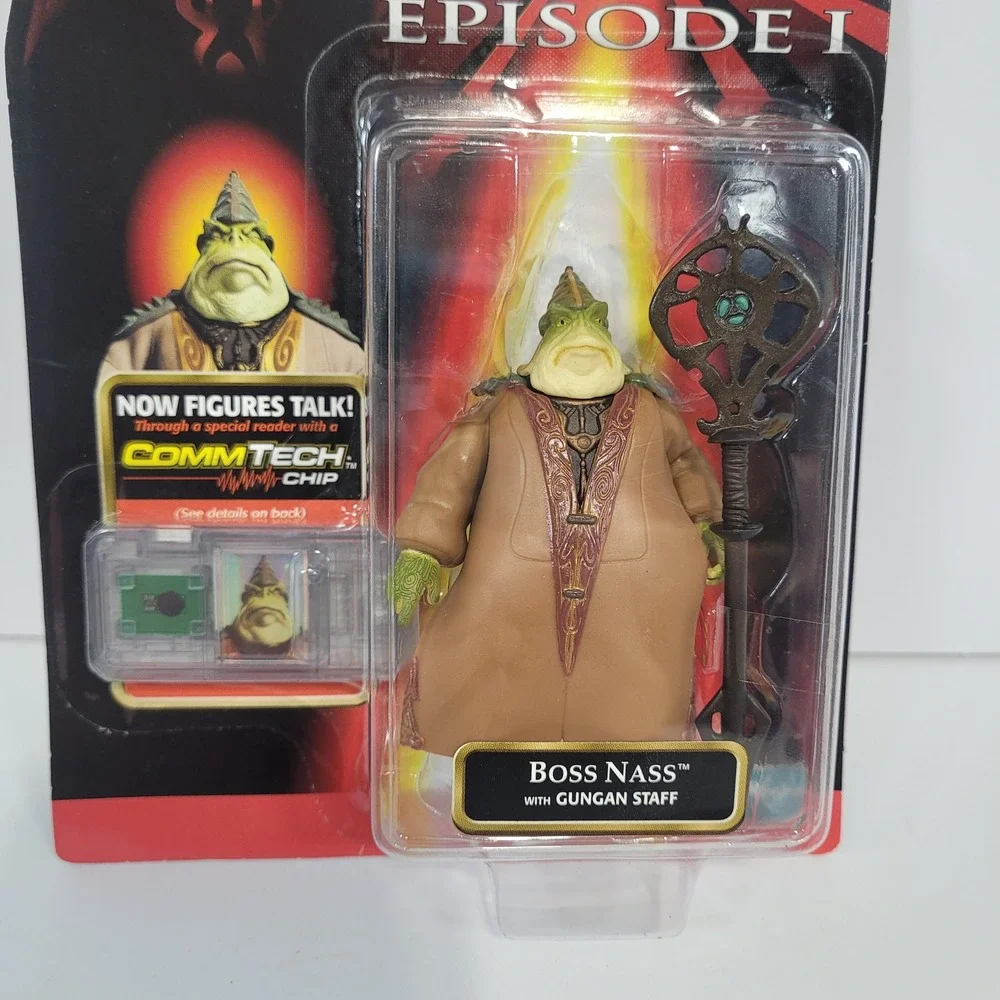Star Wars Episode I Boss Nass Action Figure with Gungan Staff CommTech Chip 1998